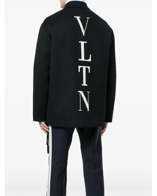 Valentino Garavani Black Logo-Appliqué Jacket for men
