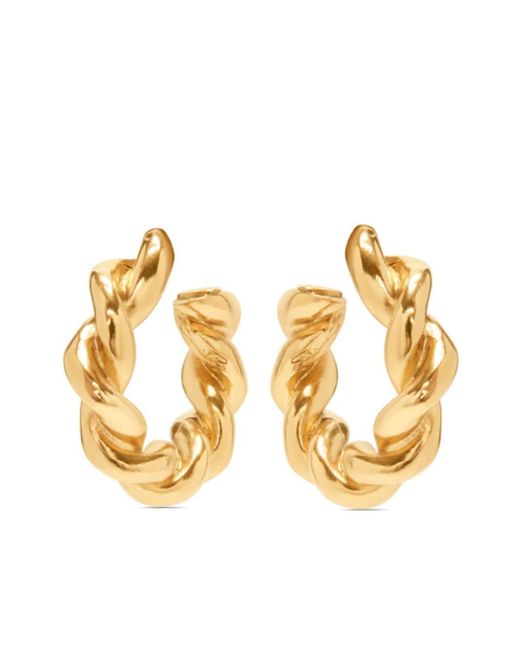 Oscar de la Renta Metallic Small Rope Hoop Earrings