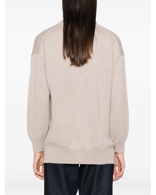 Fabiana Filippi Natural V-Neck Wool Cardigan