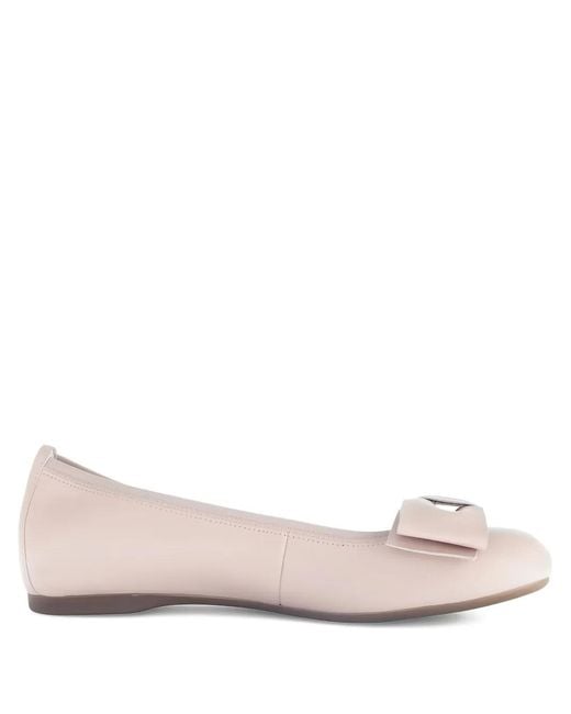 Gabor Pink Bow-Detail Ballet Flats