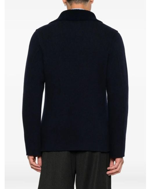 Bruno Manetti Black Double-Breasted Peacoat for men
