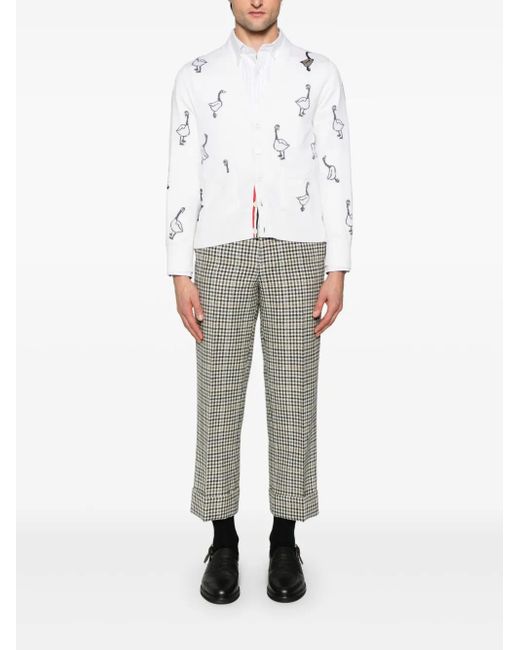 Thom Browne Gray Gunclub-Check Tweed Trousers for men