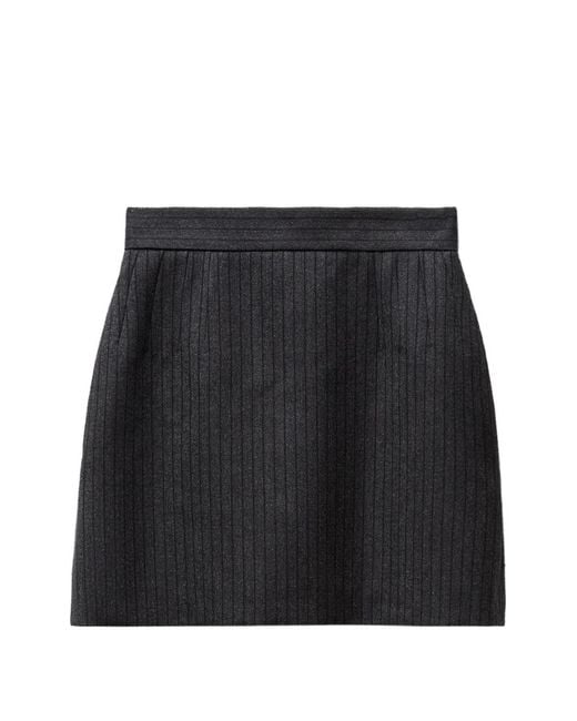 Versace Black Minijupe Texturée À Fines Rayures En Laine