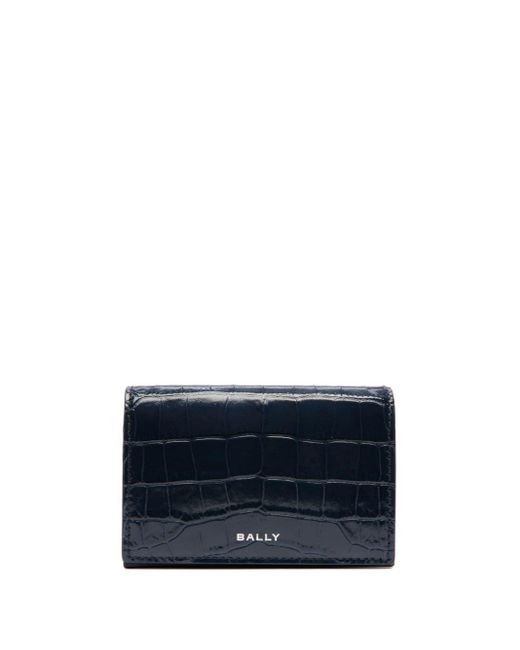 Bally Blue Logo-print Croc-leather Wallet for men