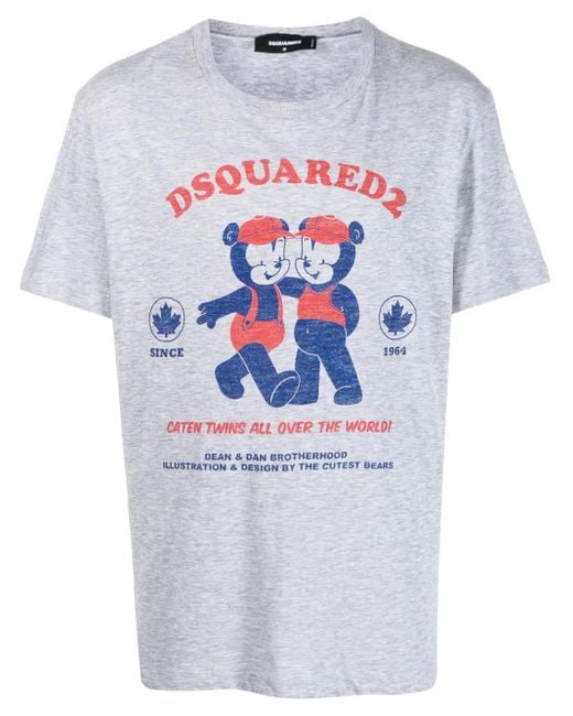 DSquared² Gray Logo-Print Short-Sleeve T-Shirt for men