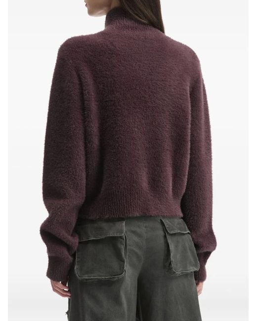 Mini Cream Brown High-Neck Zip-Front Jacket