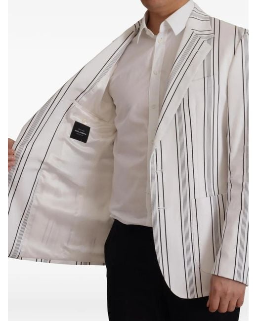 Dolce & Gabbana Gray Pinstripe Single-Breasted Blazer for men