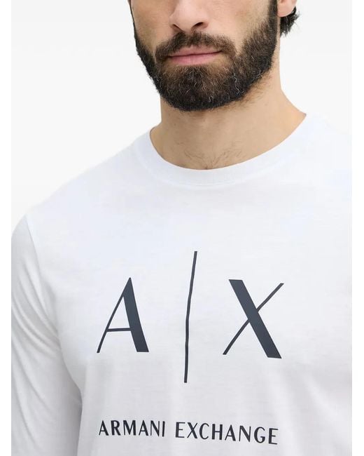 ARMANI EXCHANGE Black Logo-Print Long-Sleeve T-Shirt for men
