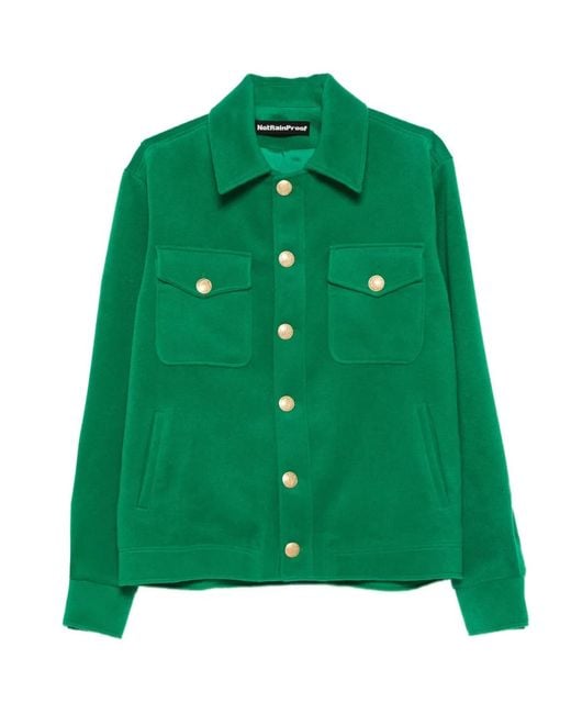 Notrainproof Green Chest-Flap Shirt Jacket for men