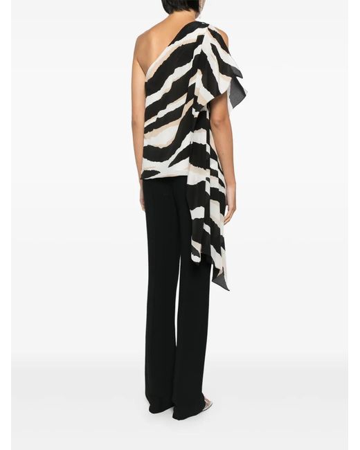 Elie Saab Black Zebra-Print Silk Top