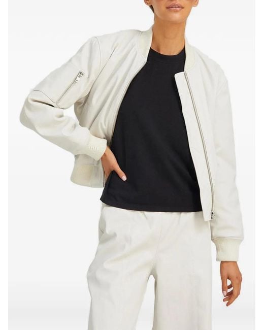 SPRWMN White Zip-Up Bomber Jacket
