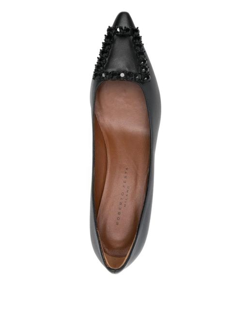 Roberto Festa Black Lolita Crystal-Embellished Pumps