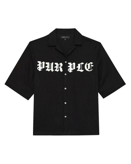 Purple Brand Black Gothic Wordmark Cotton Shirt for men
