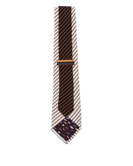 Paul Smith White Striped Tie for men