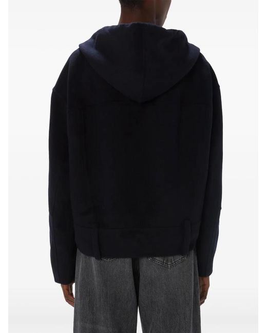 J.W. Anderson Blue Hooded Biker Wool Jacket