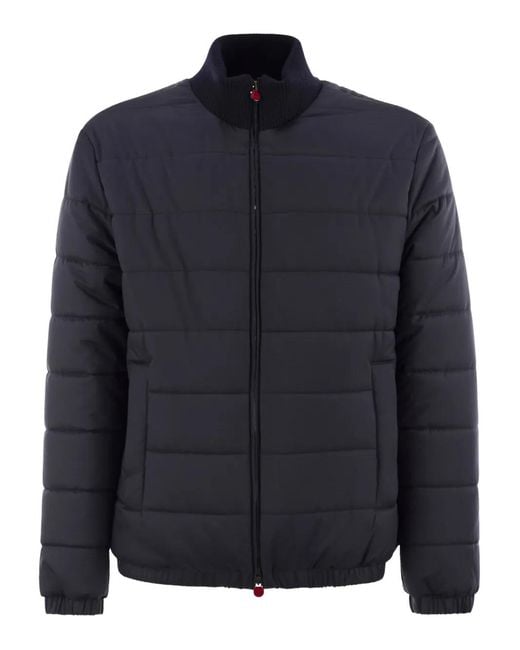 Kiton Blue Quilted Zip-Up Bomber Jacket for men