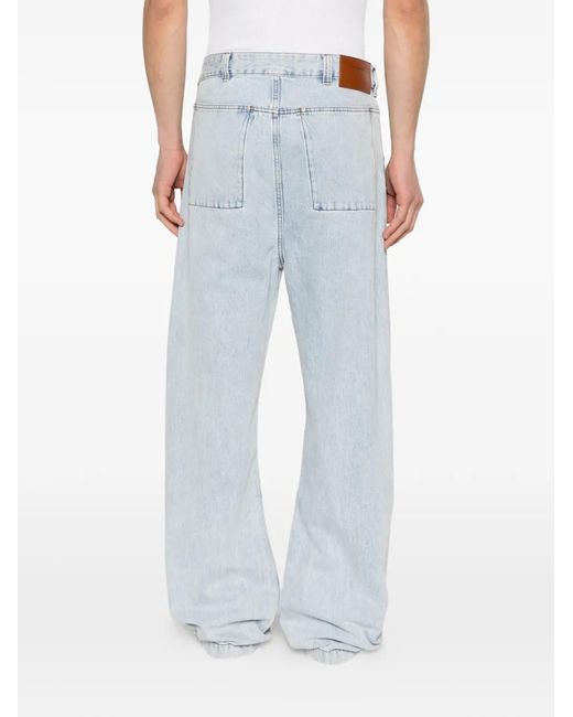 Entire studios Blue Gem Logo-Patch Belt-Loop Jeans