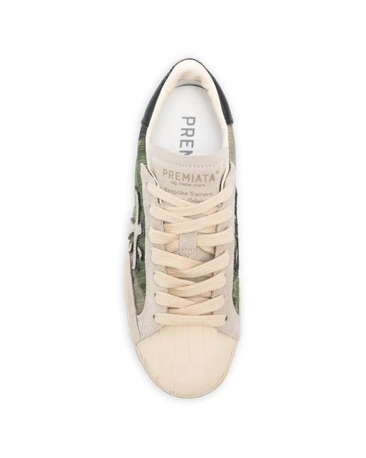 Premiata White Logo-Appliqué Sneakers