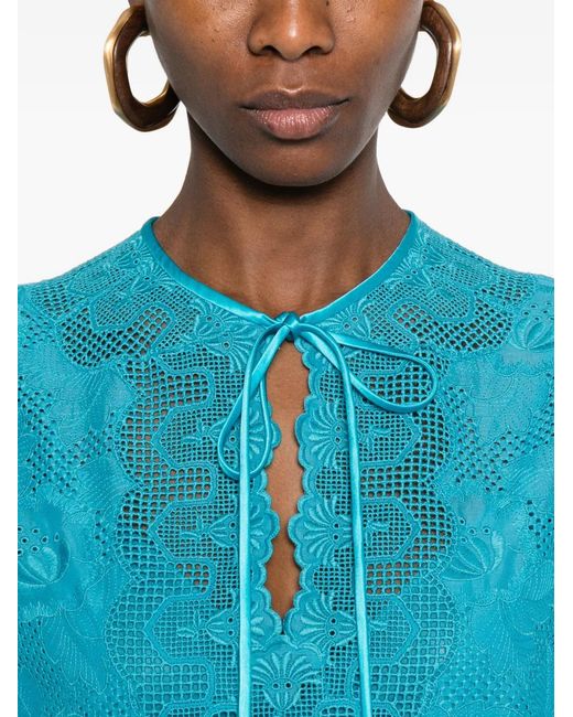 Valentino Garavani Blue Broderie Anglaise Mini Dress