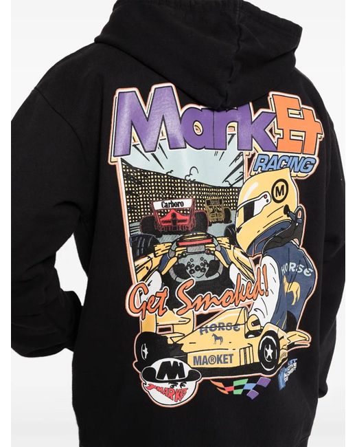 Market Black Express Racing Cotton Hoodie for men