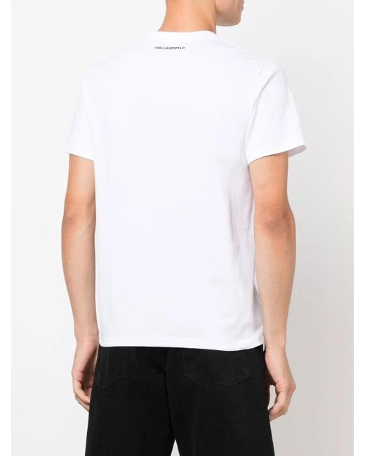 Karl Lagerfeld White Ikon Organic-cotton T-shirt for men