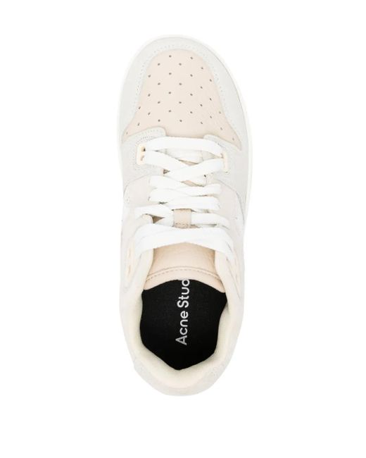 Acne White Crinkled Panelled Suede Sneakers