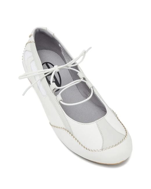 DIESEL White D-Mile Leather Ballet Flats