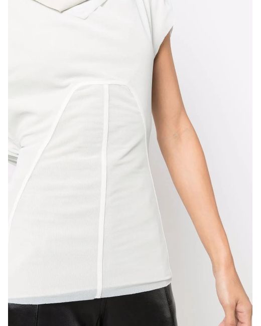 Rick Owens White Panelled Cowl-Neck Top