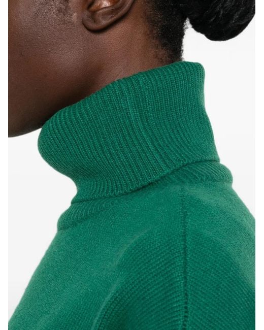 Frankie Shop Green Gala Padded Roll-Neck Knitted Wool Sweater
