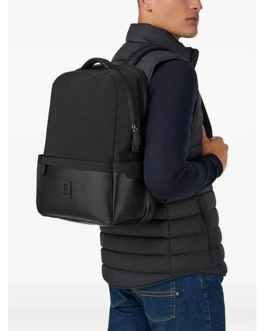 Boggi Black Logo-Patch Backpack for men