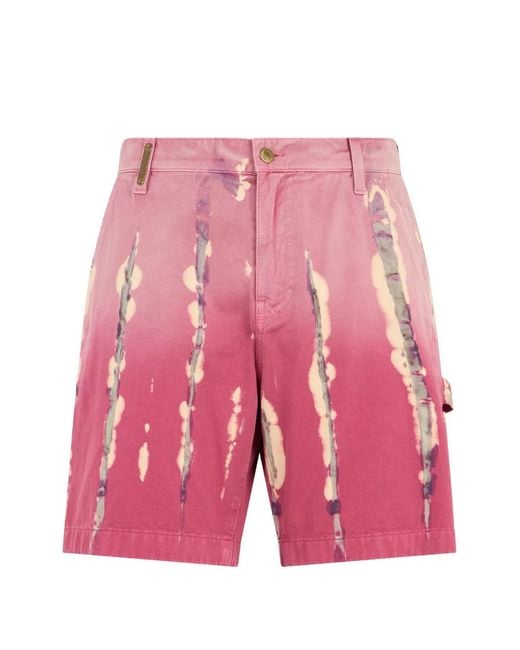 Moschino Pink Distressed Cargo Shorts for men