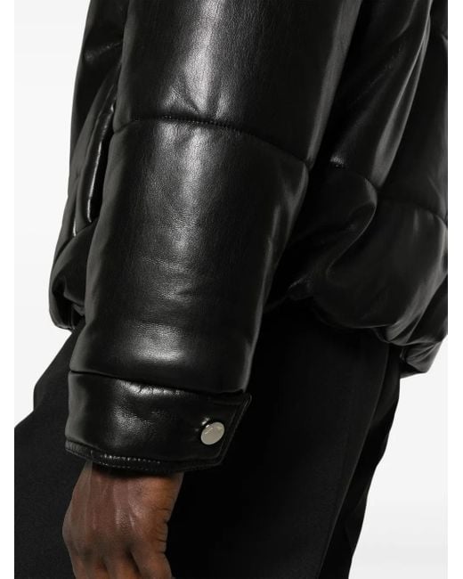 Nanushka Black Marron Faux-Leather Puffer Jacket for men