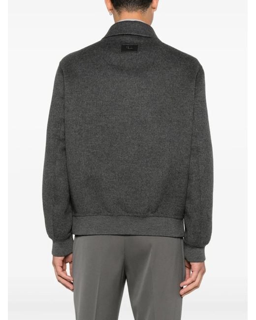 Fendi Gray Wool Bomber Jacket for men