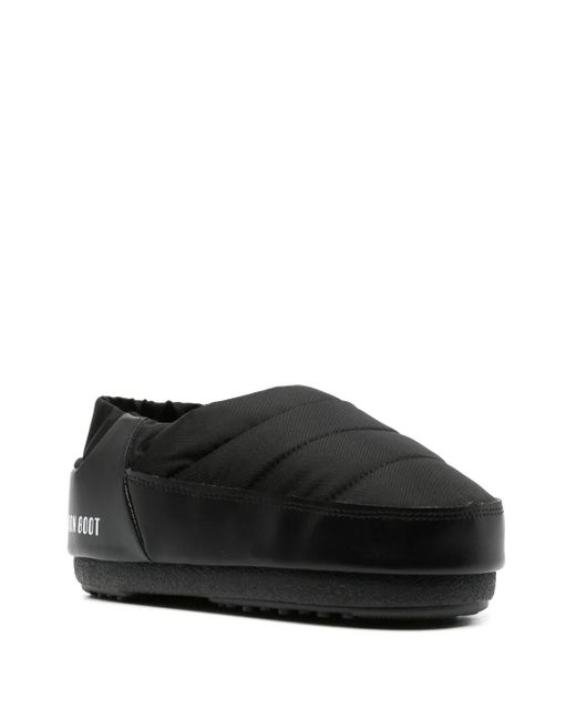 Moon Boot Black Elasticated Band Padded Slippers