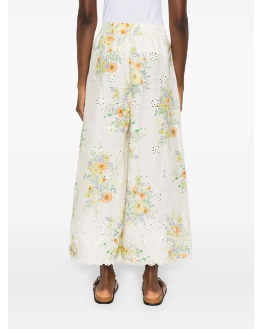 ALÉMAIS White Weite Hose mit Blumen-Print