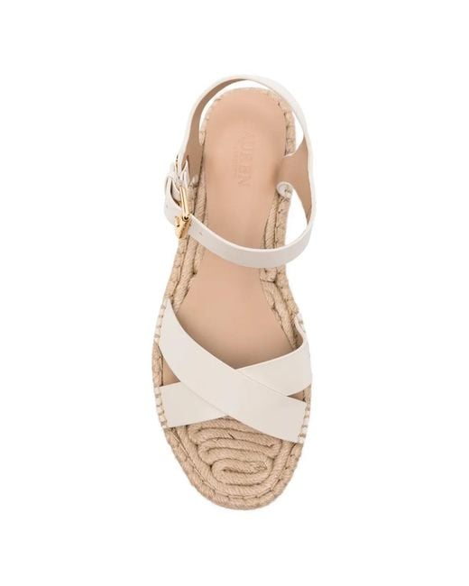 Ralph Lauren Natural Espadrilles Compensées À Brides Croisées