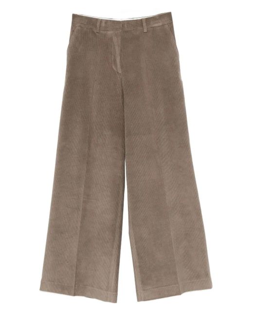 Officine Generale Ribfluwelen Broek Met Wijde Pijpen in het Gray