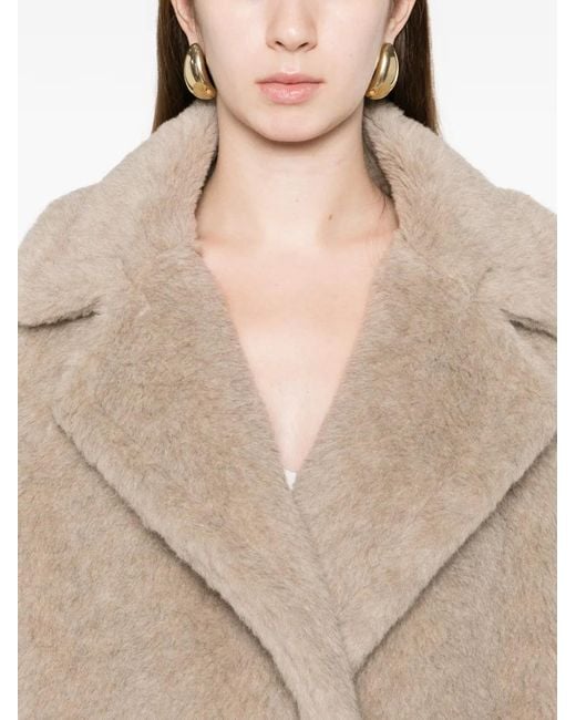 Wide Lapel Double-Breasted Short Coat Max Mara en coloris Natural