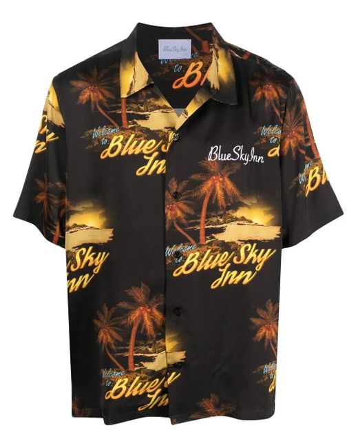 BLUE SKY INN Black Graphic-Print Short-Sleeve Shirt for men