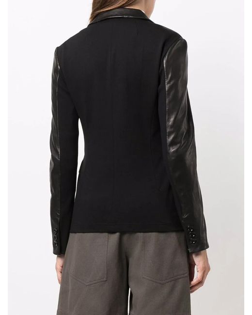 P.A.R.O.S.H. Black Single-Breasted Leather Blazer