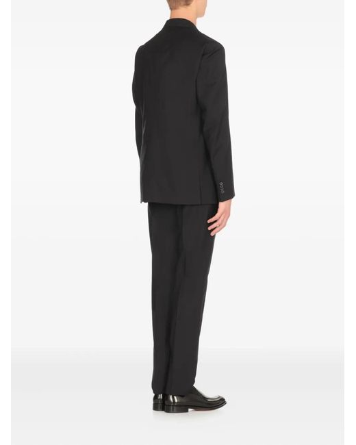 Caruso Black Notched-Lapel Single-Breasted Suit for men