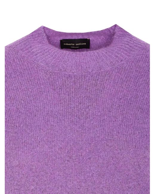 Roberto Collina Purple Crew-Neck Long-Sleeve Sweater
