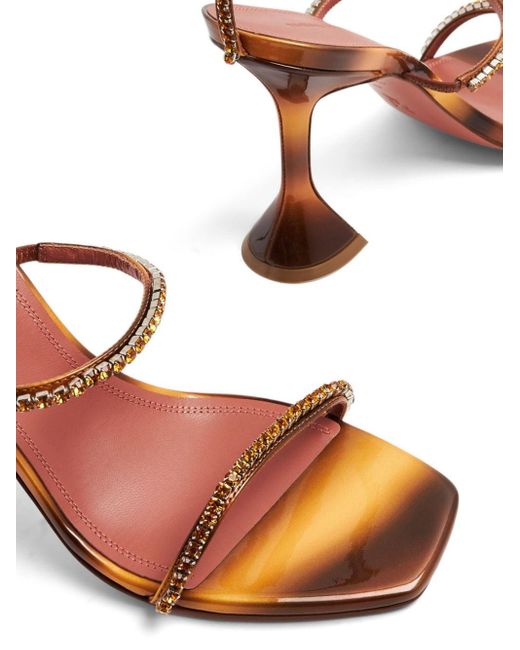 AMINA MUADDI Brown Gilda 95mm Crystal-embellished Sandals