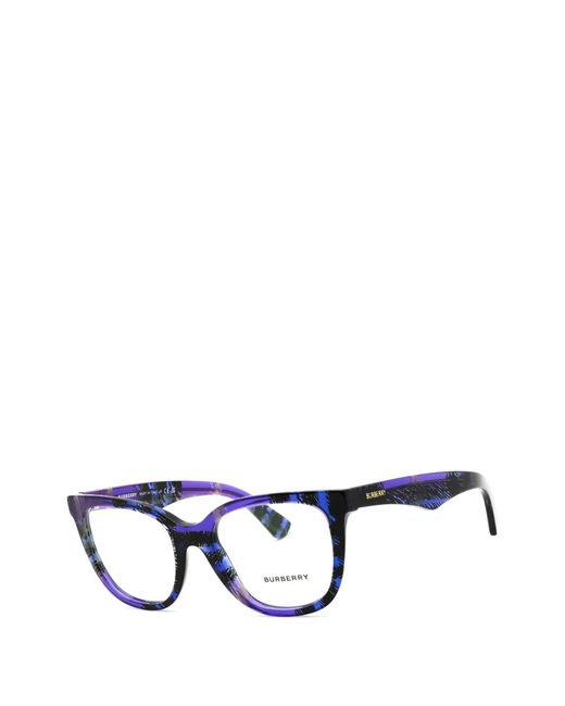 Burberry Blue Check-Pattern Square-Frame Glasses