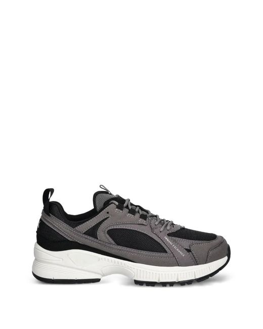 ARMANI EXCHANGE Gray Lace-Up Panelled Sneakers for men