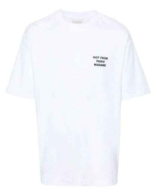 Drole de Monsieur White Slogan-print Cotton T-shirt for men