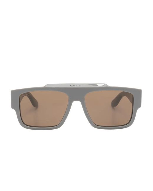 Gucci Gray Square-Frame Sunglasses