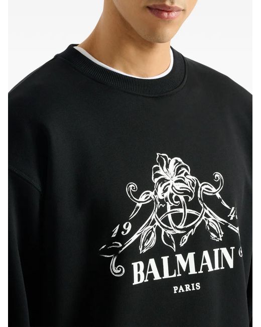 Balmain Black Printed Vine Sweatshirt for men