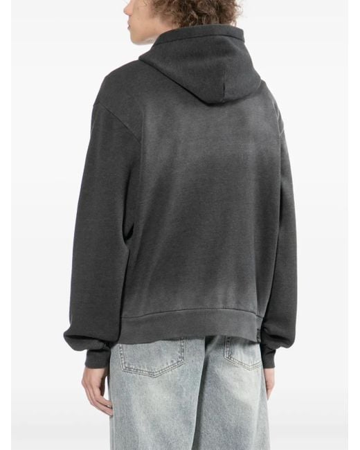 Izzue Gray Bear-Embroidered Hoodie for men