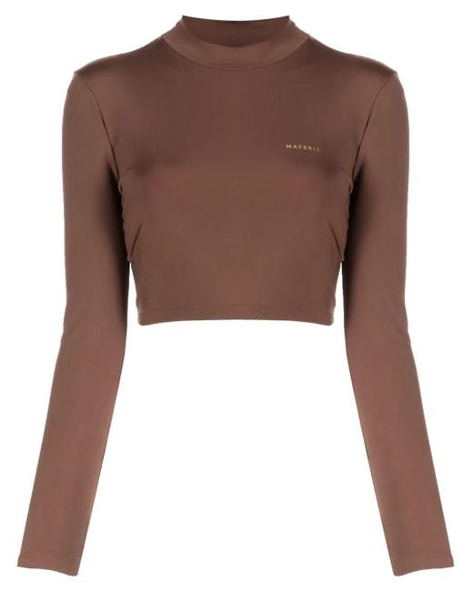 Matériel Brown Laminated-Logo Roll-Neck Top